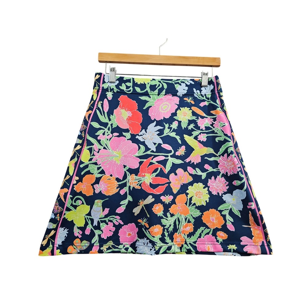 Gretchen Scott Floral Skort Wmns XS Navy Blue Hummingbird Butterfly Golf Tennis